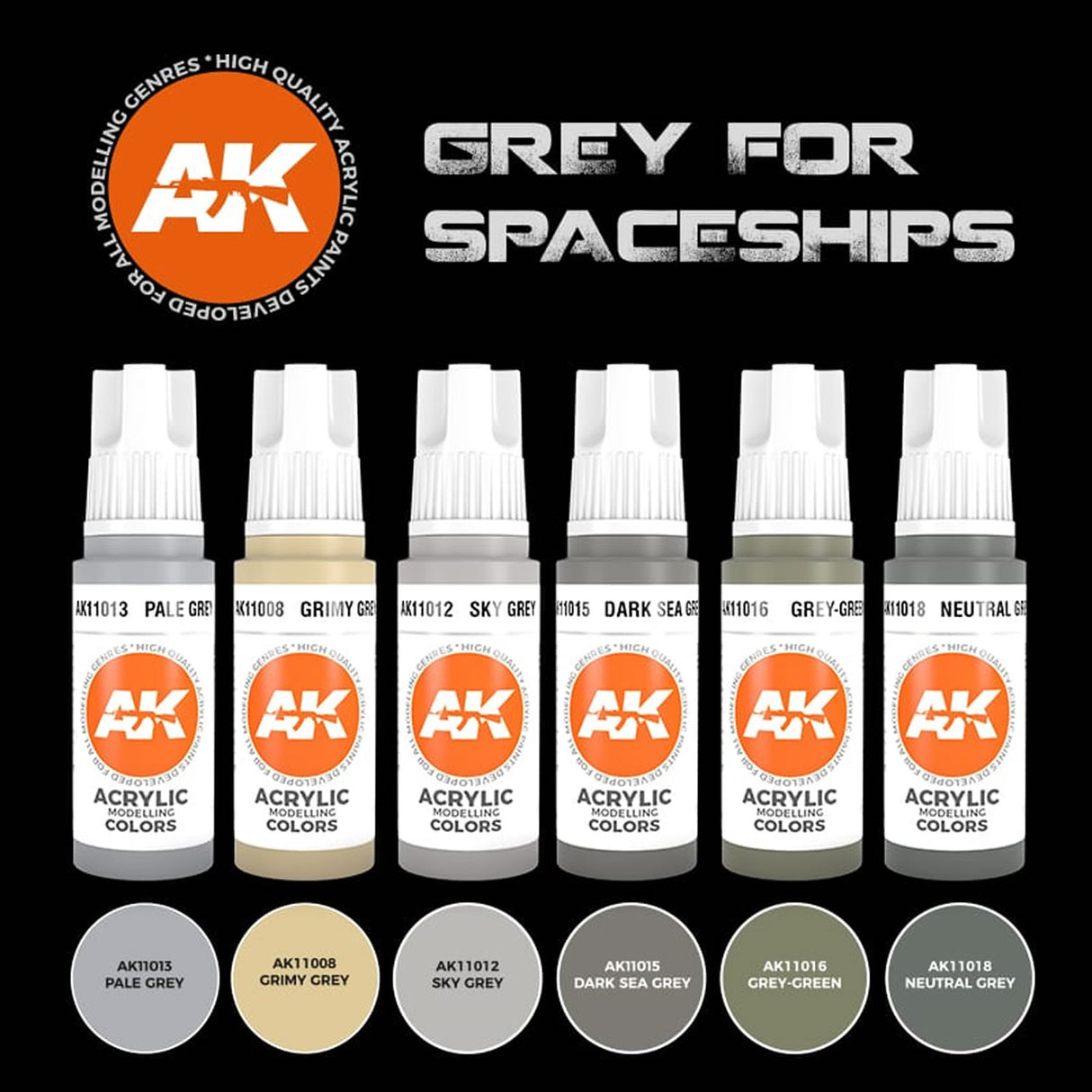 Grey for Spaceships - 3G Acrylic Paint x 6 | AK interactive | AK11614