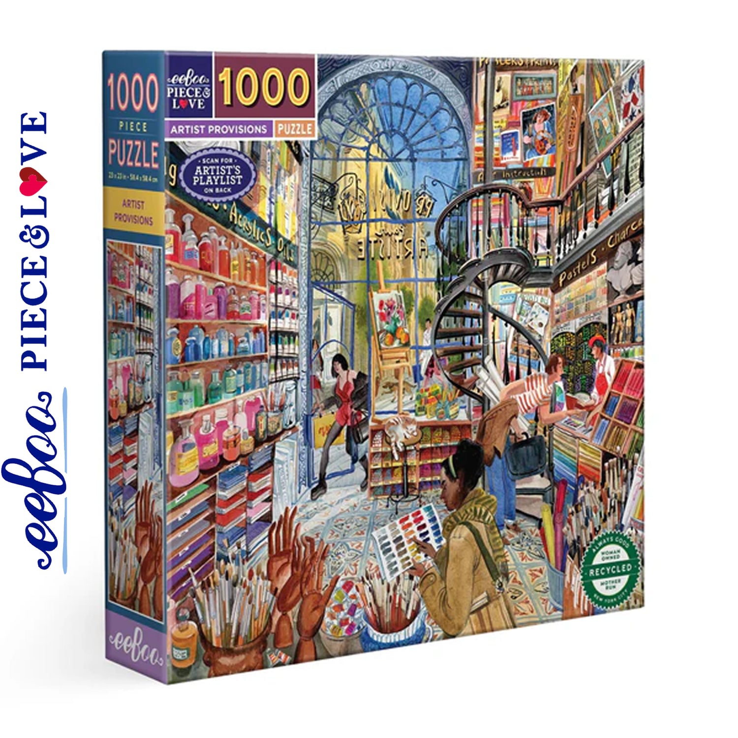 eeBoo ARTIST PROVISIONS 1000 pc Square Jigsaw Puzzle Super Deluxe Art Shop PZT123