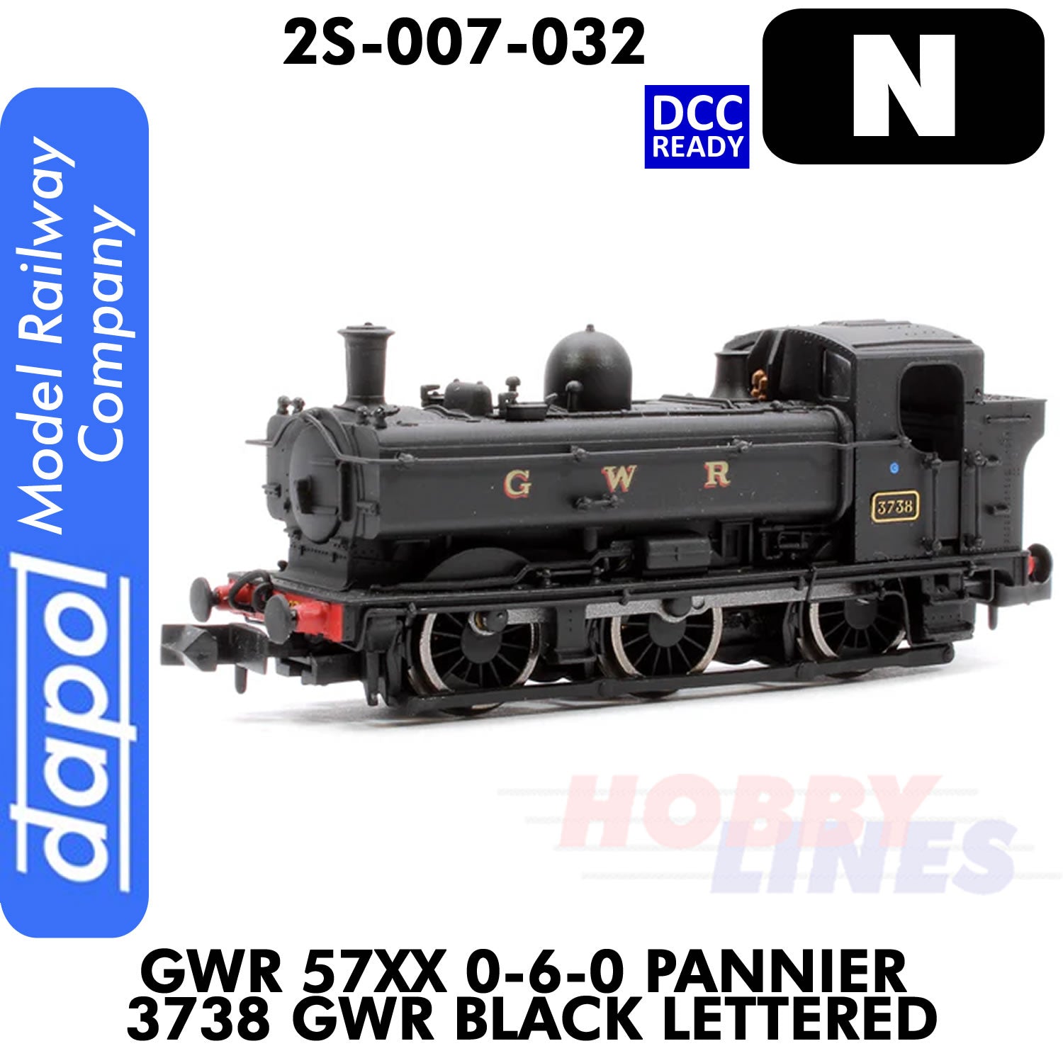 Great Western Railway - Pannier 3738  Black lettered - DCC Ready | Dapol | 2S-007-032