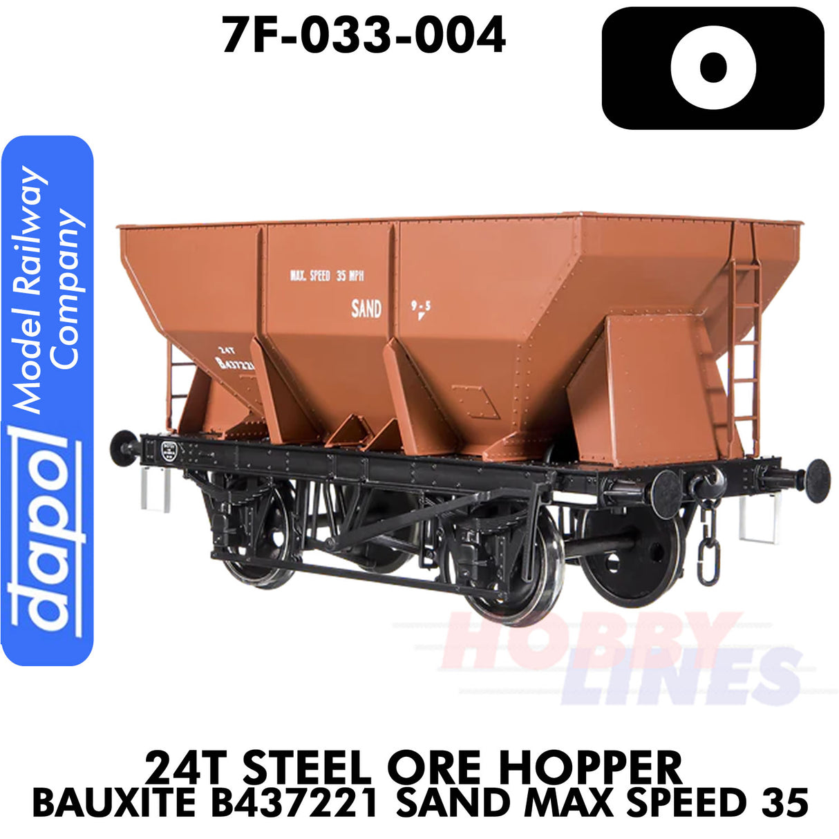 24T Steel Hopper Bauxite - B437221 Sand - Max Speed 35 |  Dapol | 7F-033-004