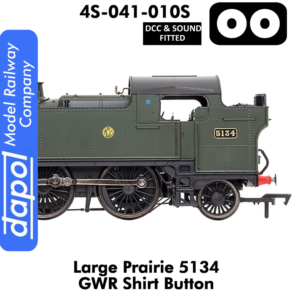 LARGE PRAIRIE 5134 GWR SHIRT BUTTON DCC & Sound Steam Locomotive | Dapol |  4S-041-010S