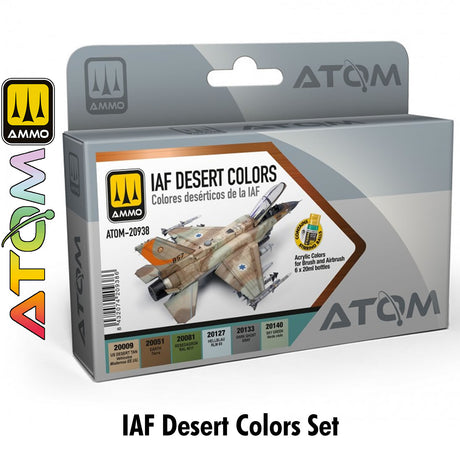 ATOM IAF Desert Colours Set - 6 20ml Acrylic Paint | Ammo by Mig Jimenez