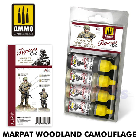 Marpat Woodland Camouflage - Figures set - 4 x 17ml Jars |  Ammo by Mig Jimenez | MIG7047