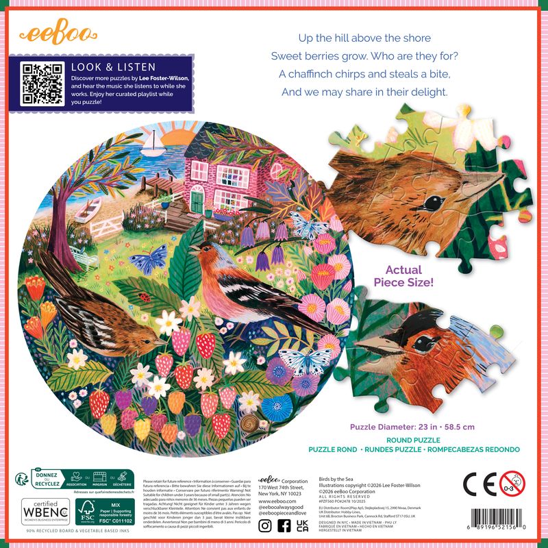 Birds by the Sea 500pc - Round Puzzle | eeBoo | PZF560