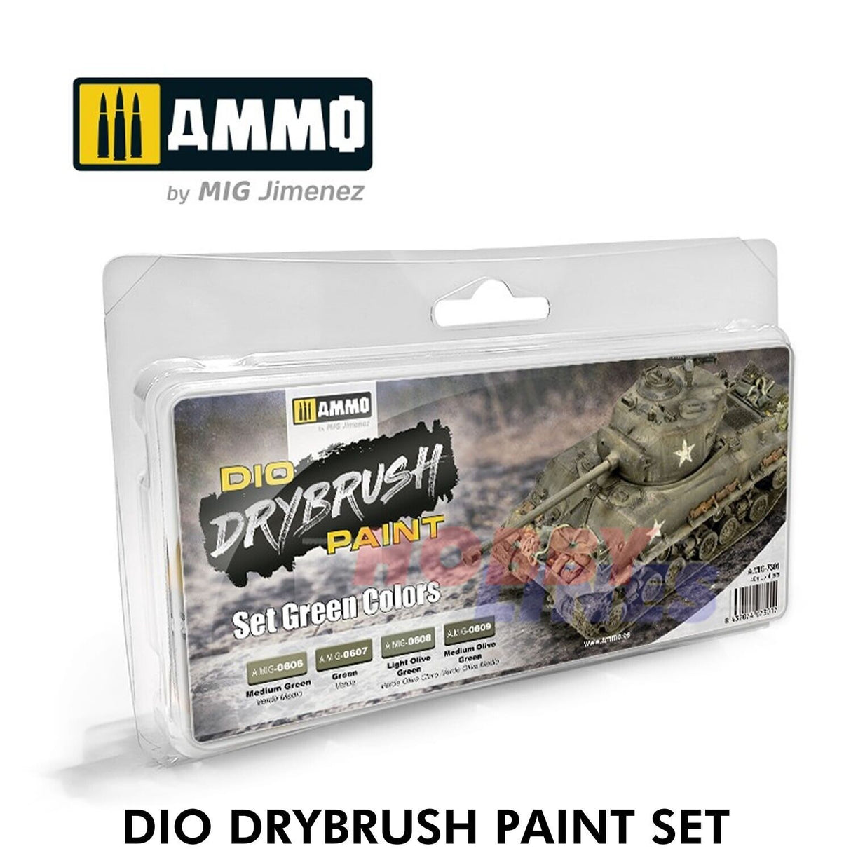 DIO DRYBRUSH Green Colours 4 Jar 40ml Dio Dry Brush Paint Set AMMO Mig MIG7301