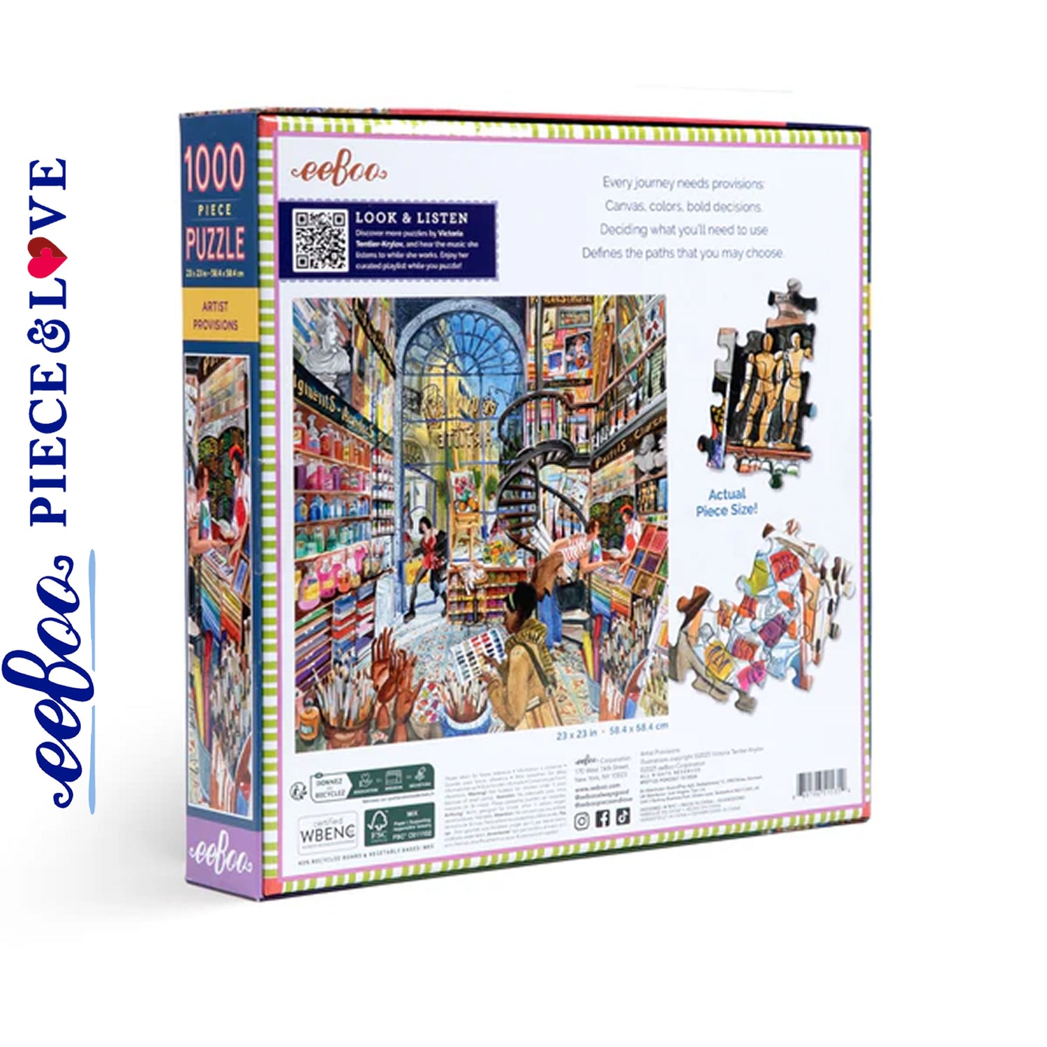 eeBoo ARTIST PROVISIONS 1000 pc Square Jigsaw Puzzle Super Deluxe Art Shop PZT123