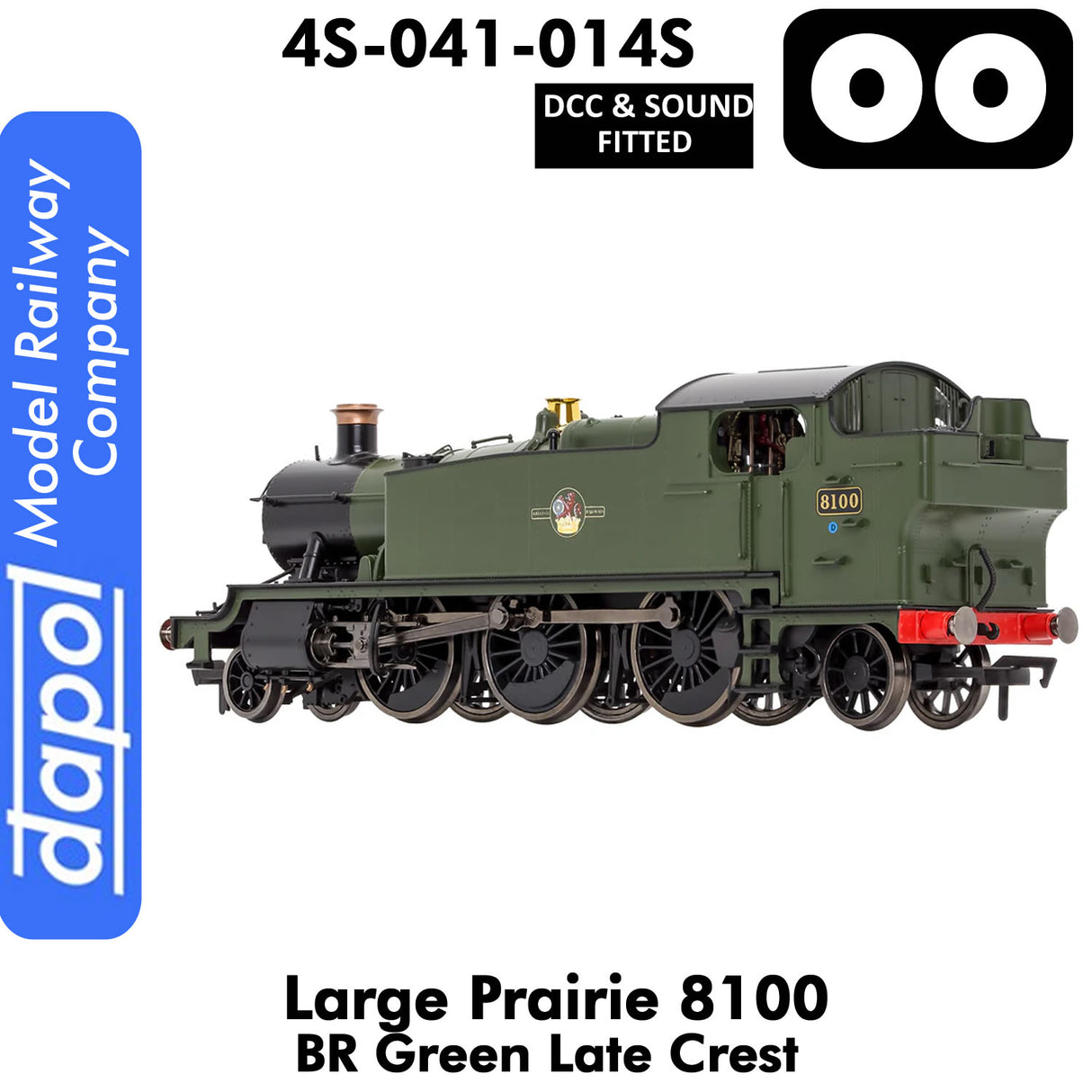 LARGE PRAIRIE 8100 BR Late Crest Steam Locomotive DCC & Sound | Dapol | 4S-041-014S