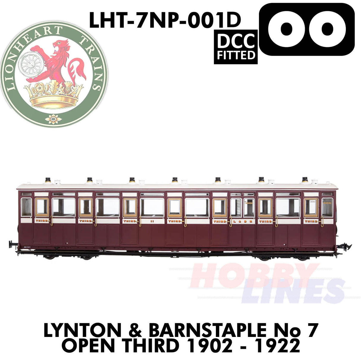 Lynton & Barnstaple No.7 Open Third - DCC - 1:43.5 OO | Lionheart Trains | LHT-7NP-001D