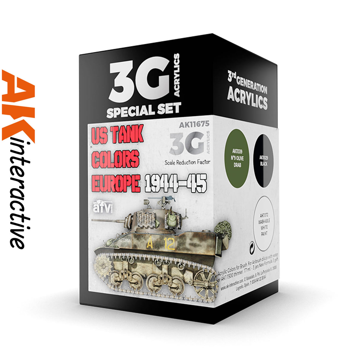 3G Special Set - US Tank Colours - Europe 1944-45 - 3 x 17ml Acrylic Paint | AK interactive | AK11675