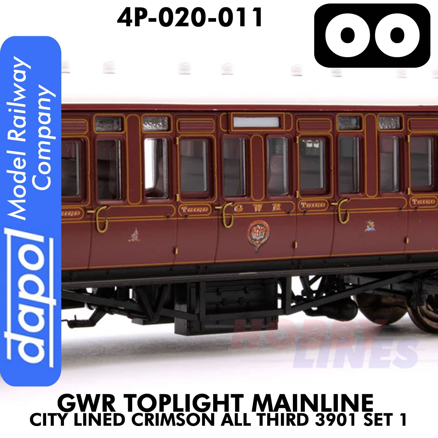 Great Western Railway - Toplight Coach Mainline City Lined Crimson All 3rd 3901 Set 1 | Dapol | 4P-020-011