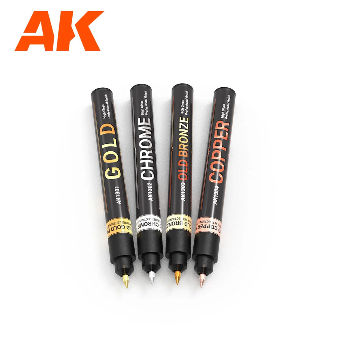 Metallic Liquid Markers - Set of 4 - Fine Tip 1.0mm | AK interactive | AK1300