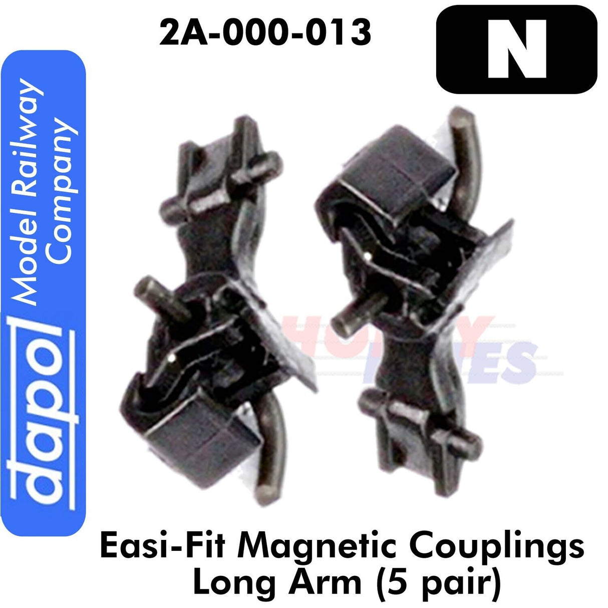 Easi-Fit MAGNETIC COUPLINGS 9.6mm Long Arm N Gauge 5 pair Dapol 2A-000-013