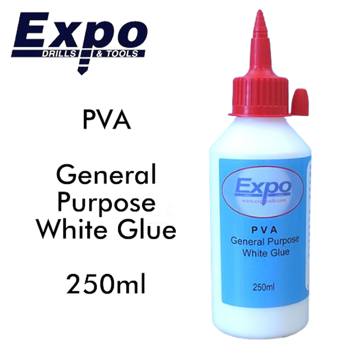 PVA Wood Glue General Purpose 250ml Hard/Soft Wood, Paper etc Expo Tools 47030