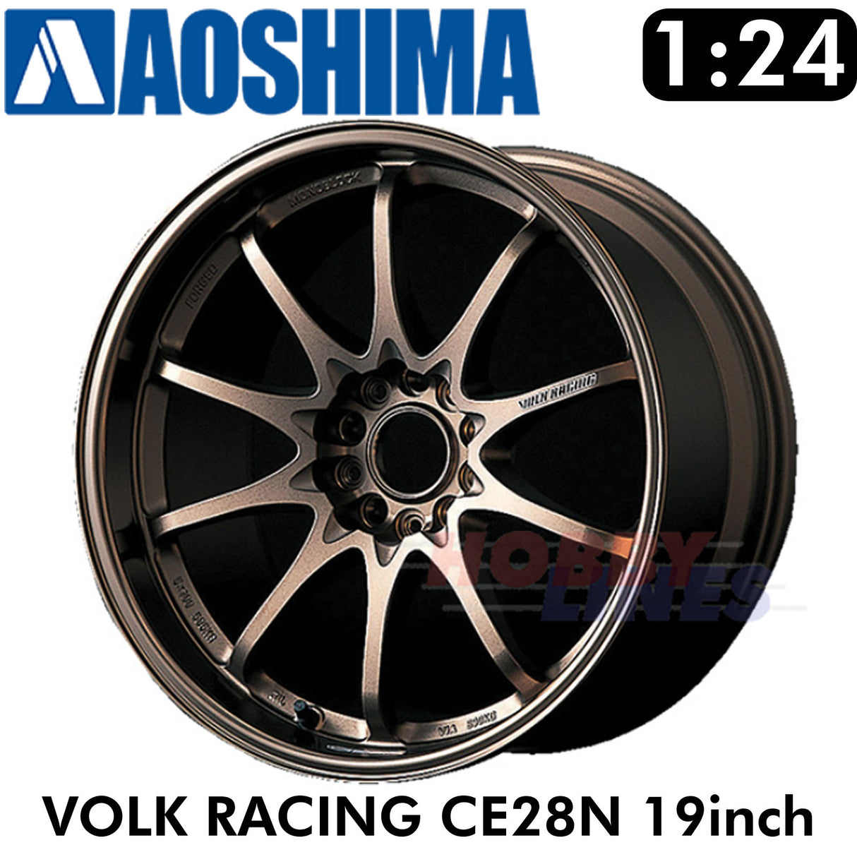 Wheels & Tyres VOLK RACING CE28N 19inch 1:24 Set of 4 Tuned Parts Aoshima 05391