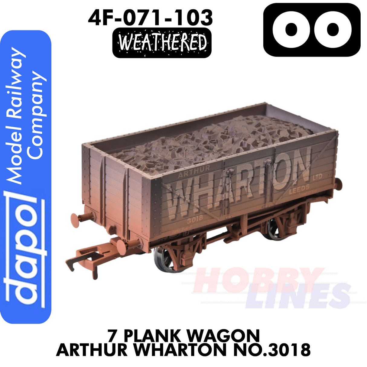 7 Plank Wagon Arthur Wharton No.3018 - Weathered | Dapol | 4F-071-103