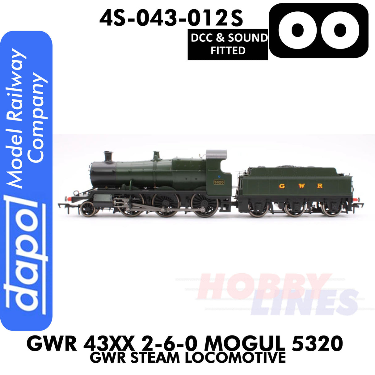 Great Western Railway -  43xx 2-6-0 Mogul 5320 - DCC & Sound - 1:76 OO | Dapol | 4S-043-012S