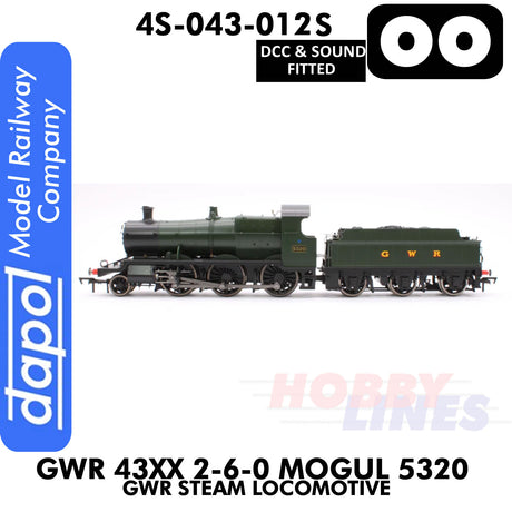 Great Western Railway -  43xx 2-6-0 Mogul 5320 - DCC & Sound - 1:76 OO | Dapol | 4S-043-012S