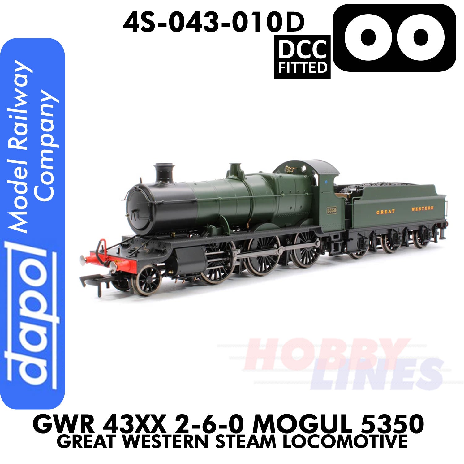 Great Western Railway - 43xx 2-6-0 Mogul 5350 Great Western -DCC - 1:76 OO | Dapol | 4S-043-0010D