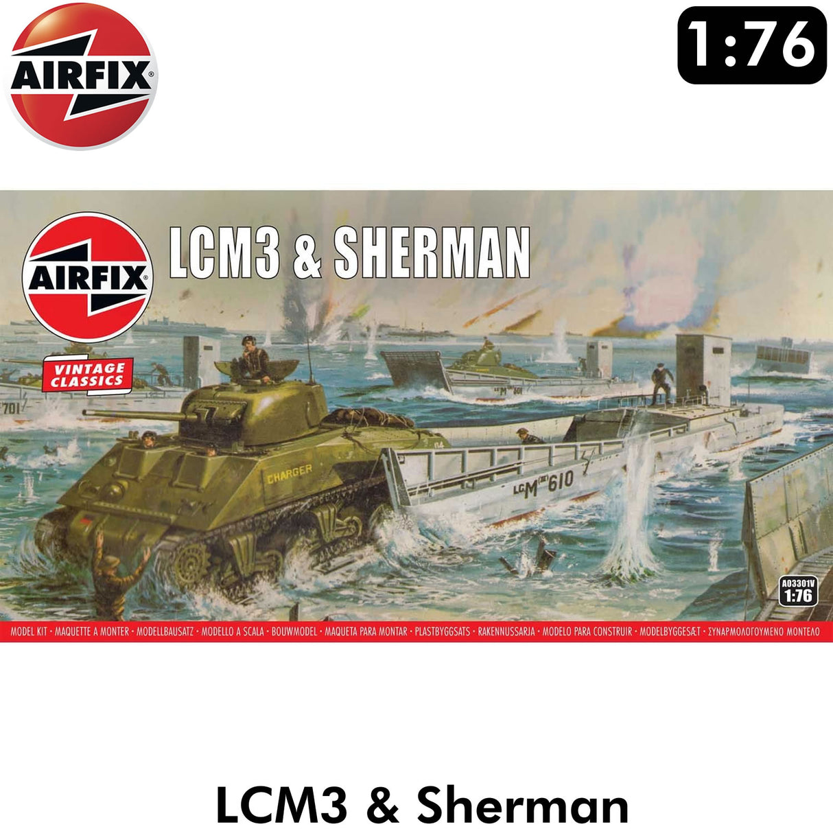 LCM3 Landing Craft Mechanised SHERMAN TANK 1:72 | Airfix | A03301V