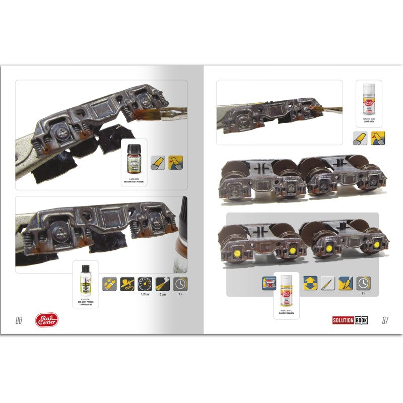 Rail Center - Solution Book 03 - How to Weather British Trains (Eng, Cast, Français, Deutsch) | Ammo by Mig Jimenez | MIGR1302