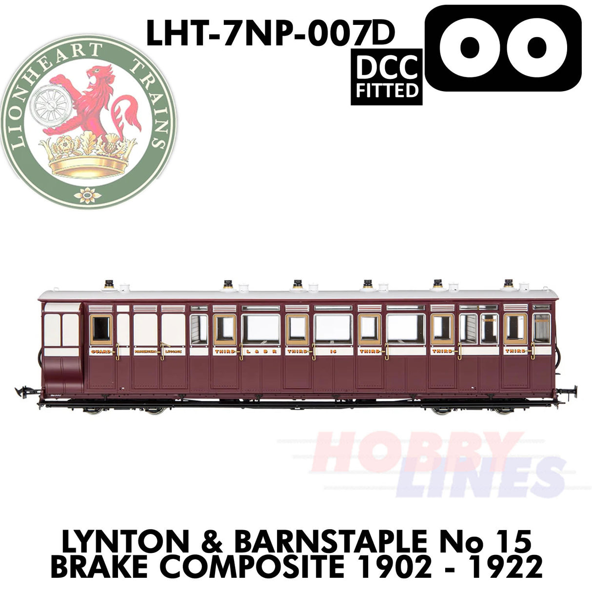 Lynton & Barnstaple No.15 Brake Composite - DCC - 1:43.5 OO | LHT-7NP-007D