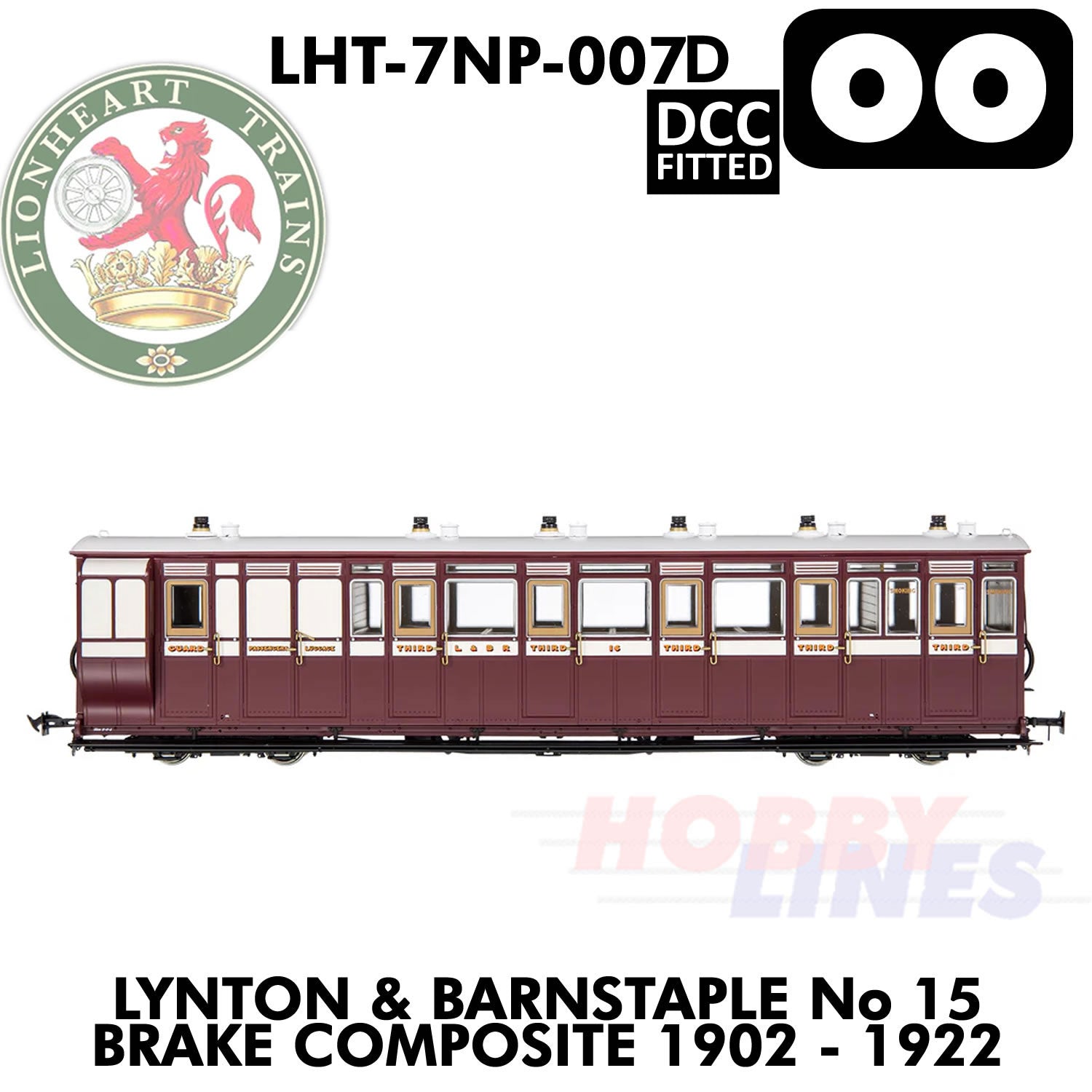 Lynton & Barnstaple No.15 Brake Composite - DCC - 1:43.5 OO | LHT-7NP-007D