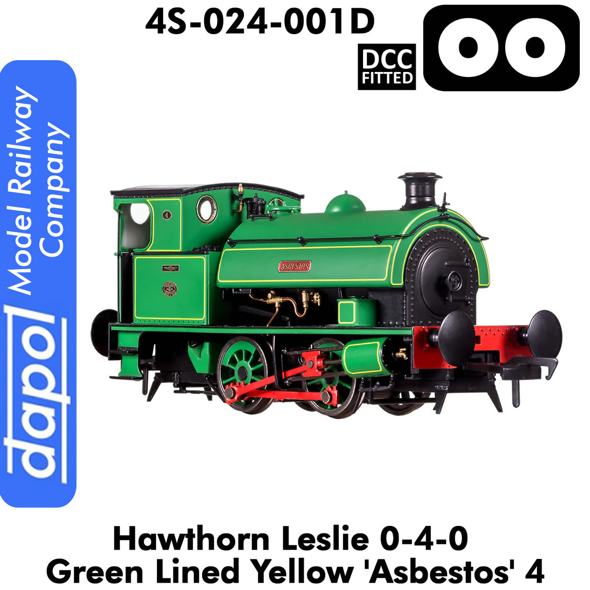 Hawthorn Leslie 040 Green Lined Yellow 'Asbestos' | Dapol | 4S-024-001D