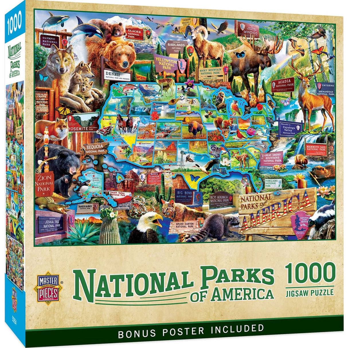 National Parks USA MAP 1000pc Masterpieces Jigsaw Puzzle