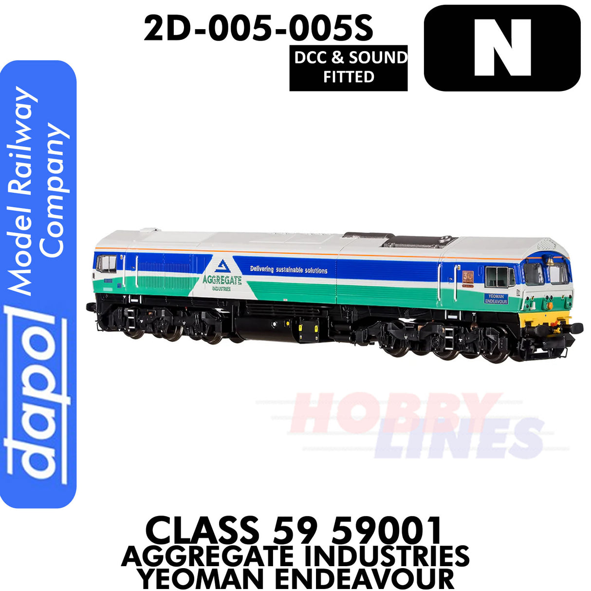 Class 59 59001 Aggregate Industries Yeoman Endeavour - DCC & Sound | Dapol | 2D-005-005S