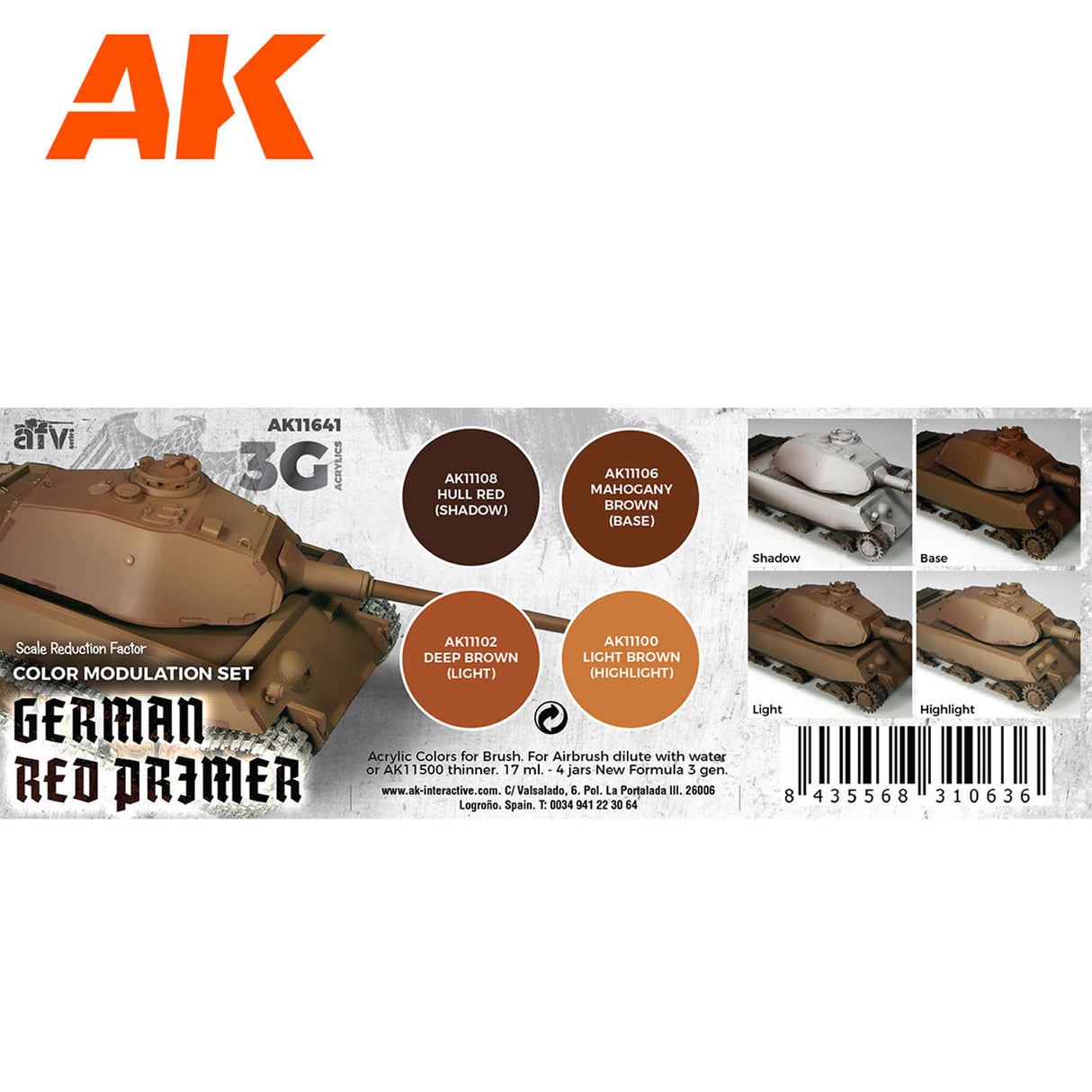 3G Special Set - German Red Primer - 4 x 17ml Acrylic Paint | AK interactive | AK11641