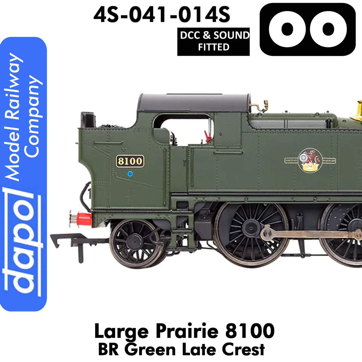 LARGE PRAIRIE 8100 BR Late Crest Steam Locomotive DCC & Sound | Dapol | 4S-041-014S