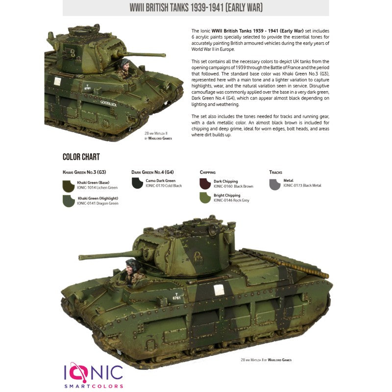 Acrylic Paint Set - WWII British Tanks 1939 – 1941 - 6 x 20ml | IONIC | IONIC1214