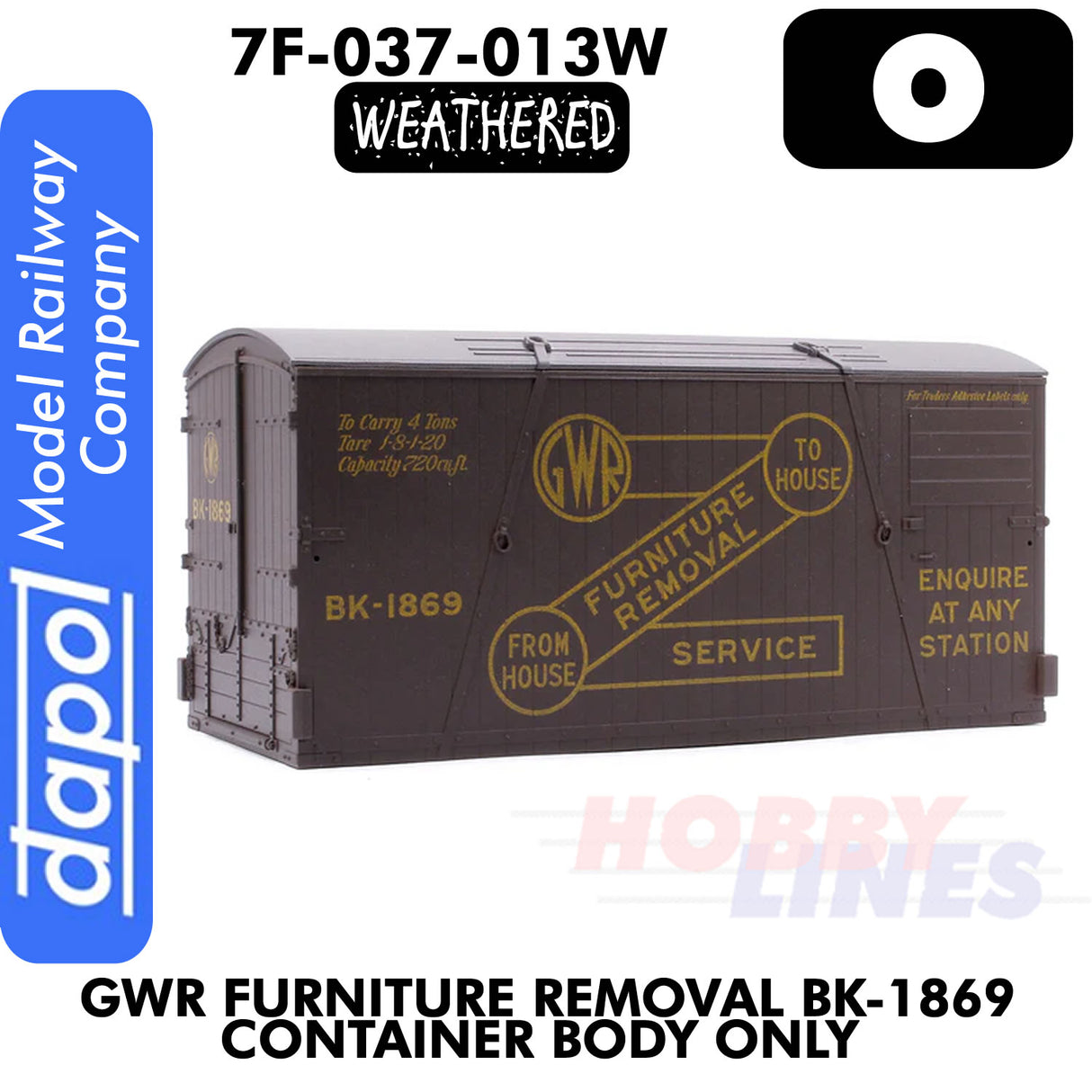 Container GWR BK-1869 Furniture Removal Container - Body only - Weathered | Dapol | 7F-030-012