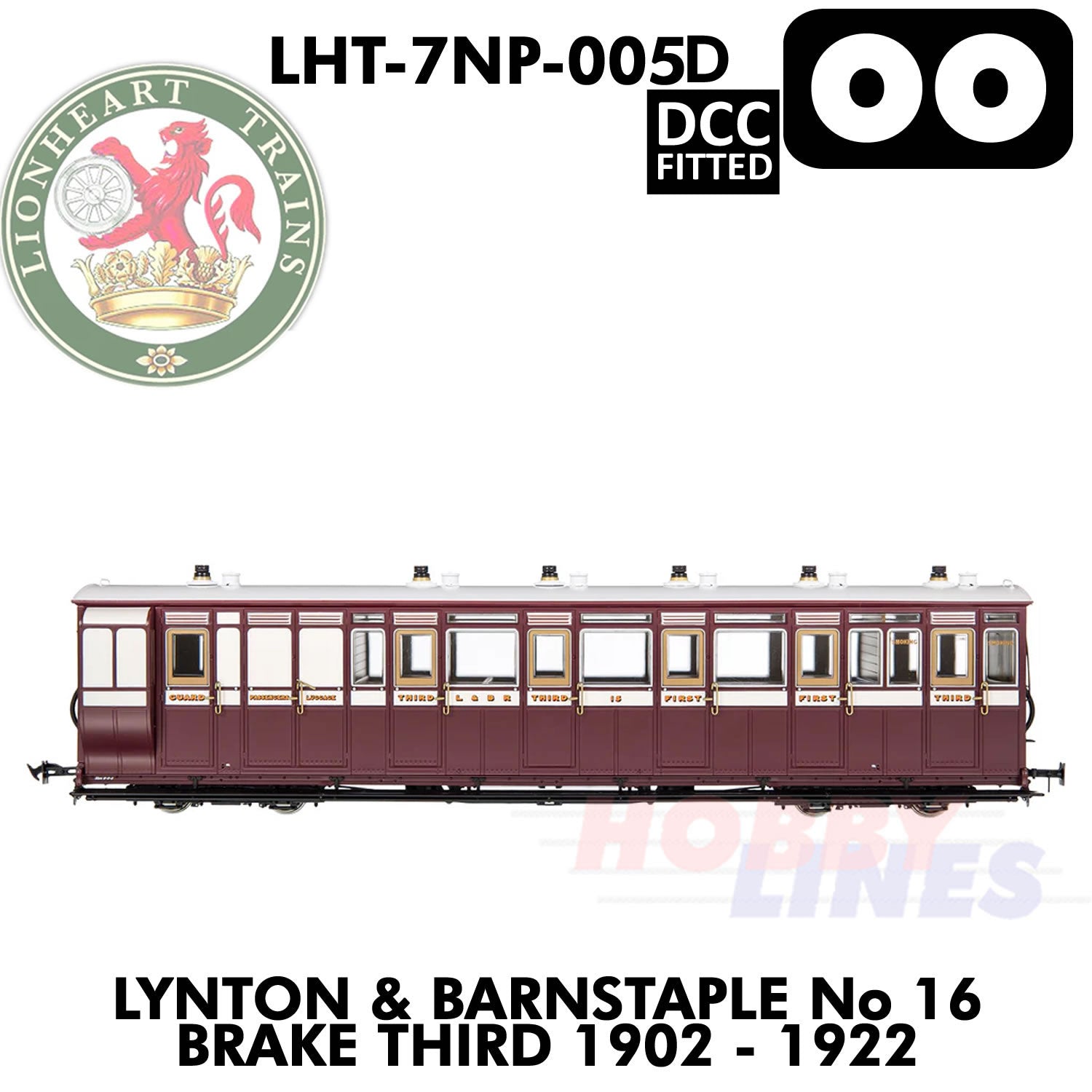 Lynton & Barnstaple  No.16  Brake Third 1902-1922 - DCC - 1:43.5 OO | Lionheart Trains | LHT-7NP-005D