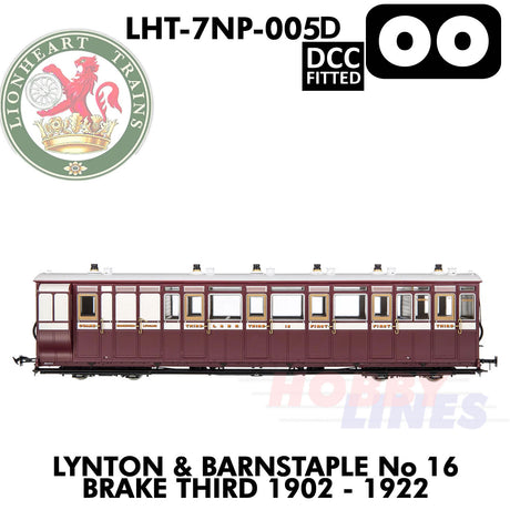 Lynton & Barnstaple  No.16  Brake Third 1902-1922 - DCC - 1:43.5 OO | Lionheart Trains | LHT-7NP-005D