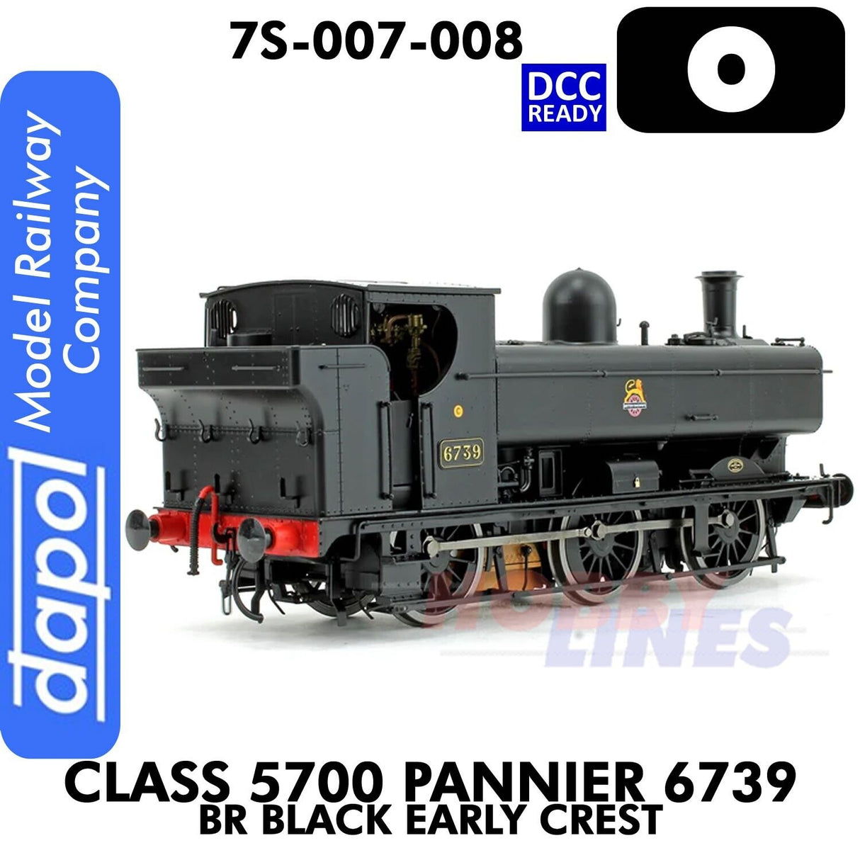 Class 5700 Pannier 6739 BR Black Early Crest Tank Loco O 1:43 Dapol 7S-007-008