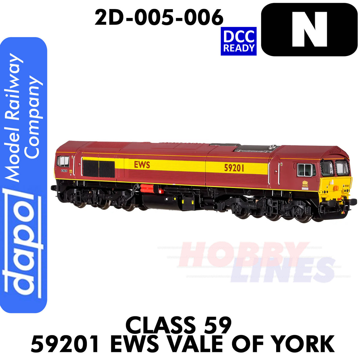 Class 59 59201 EWS Vale of York  - DCC Ready | Dapol |  2D-005-006