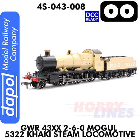 Great Western Railway - 43xx 2-6-0 Mogul 5322 Khaki - 1:76 OO |  Dapol | 4S-043-008