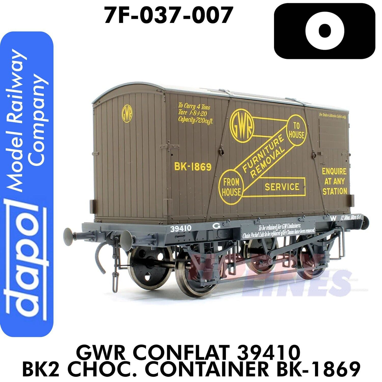 GWR Conflat 39410 BK2 Choc. Container BK-1869 | Dapol | 7F-037-007
