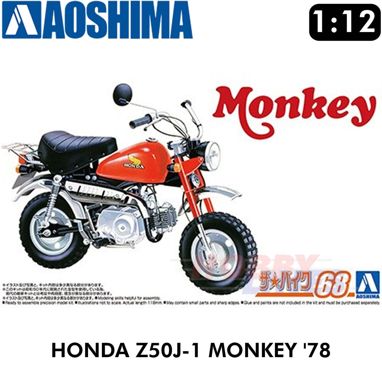 HONDA Z50J-1 MONKEY '78 BIKE No 68 motorcycle 1:12 model kit AOSHIMA 06434