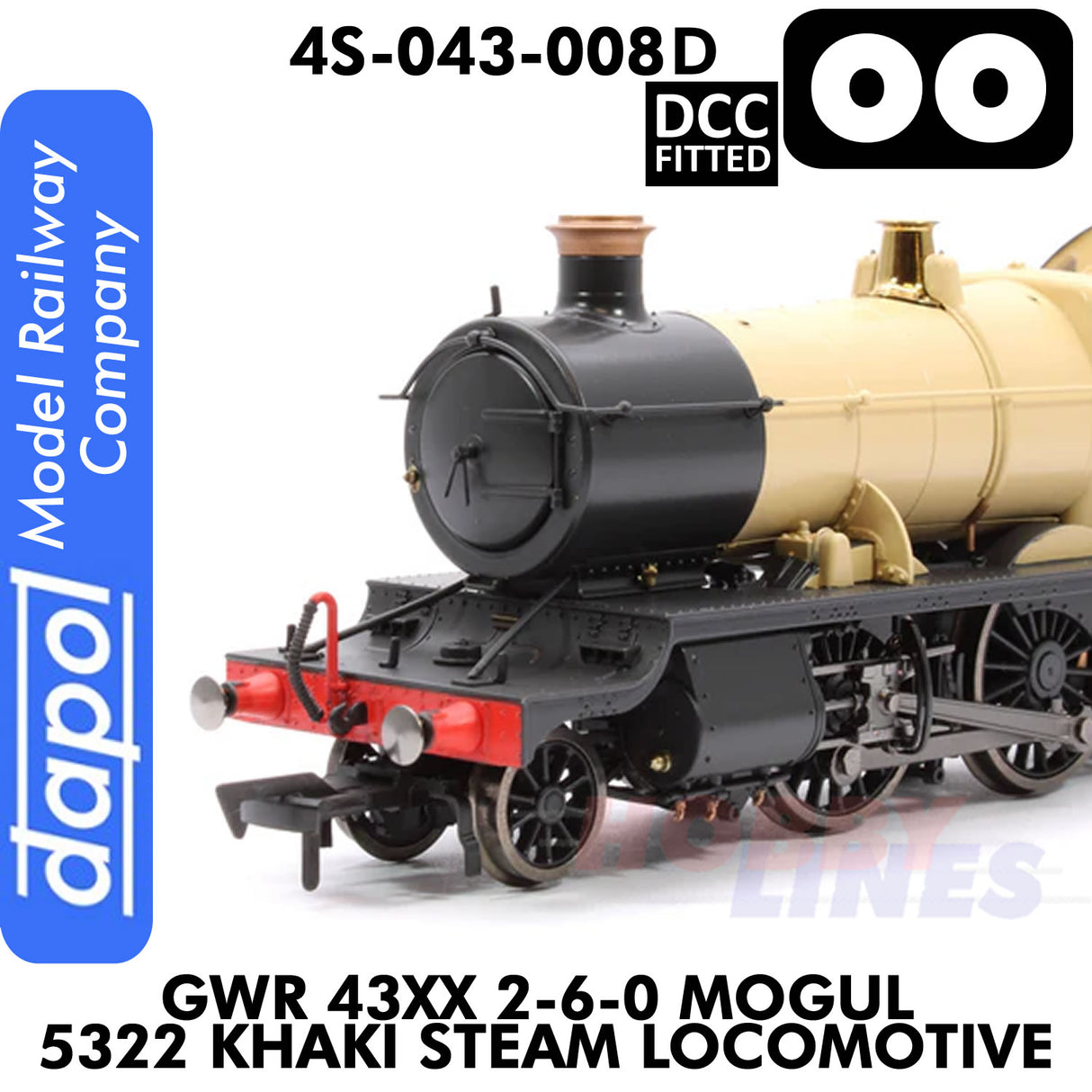 Great Western Railway -  43xx 2-6-0 Mogul 5322 Khaki - DCC Fitted | 1:76 OO | Dapol | 4S-043-008D