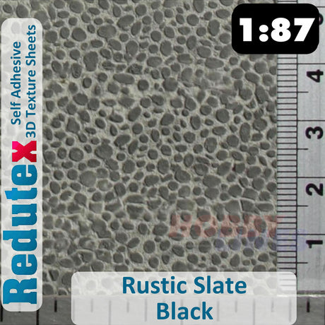 Redutex RUSTIC SLATE Black HO/OO 3D Self Adhesive Texture Sheets 087PR112