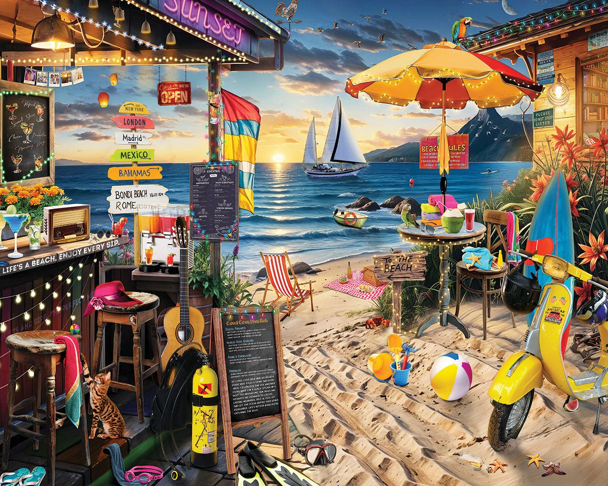 Sunset at the Beach - 1000pc Puzzle | White Mountain | 2133pz