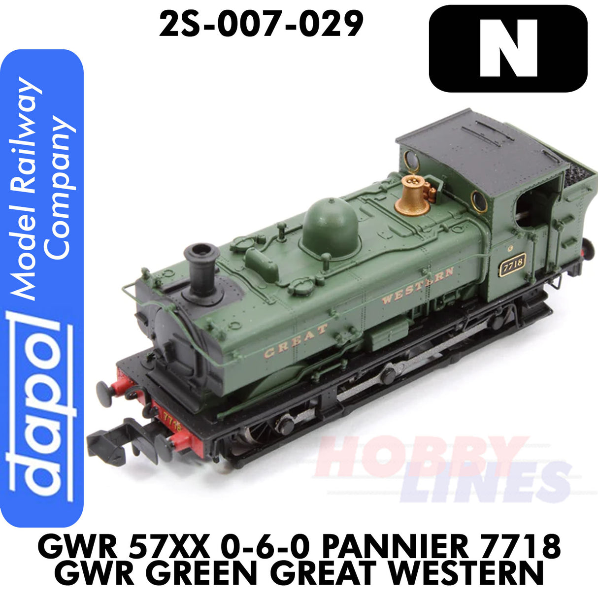 Great Western Railway - 57XX 0-6-0 Pannier 7718 Green Great Western - DCC Ready |  Dapol | 2S-007-029