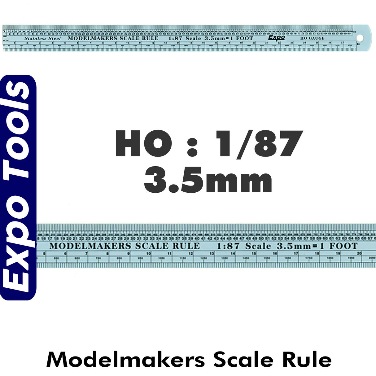 SCALE RULE HO Gauge 3.5mm 1:87 Metric Imperial Stainless Steel | Expo Tools