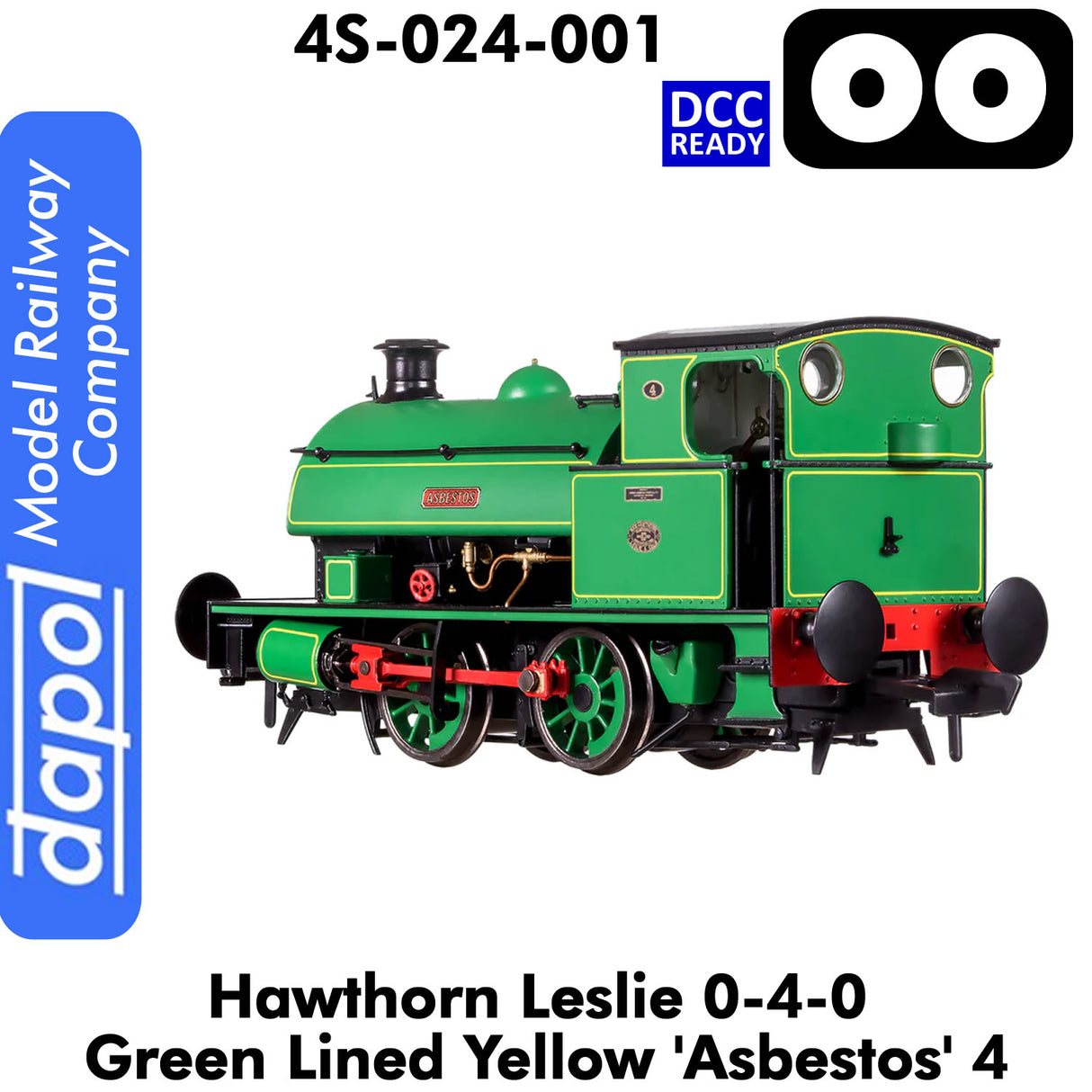Hawthorn Leslie 040 Green Lined Yellow `Asbestos' 4 | Dapol | 4S-024-001