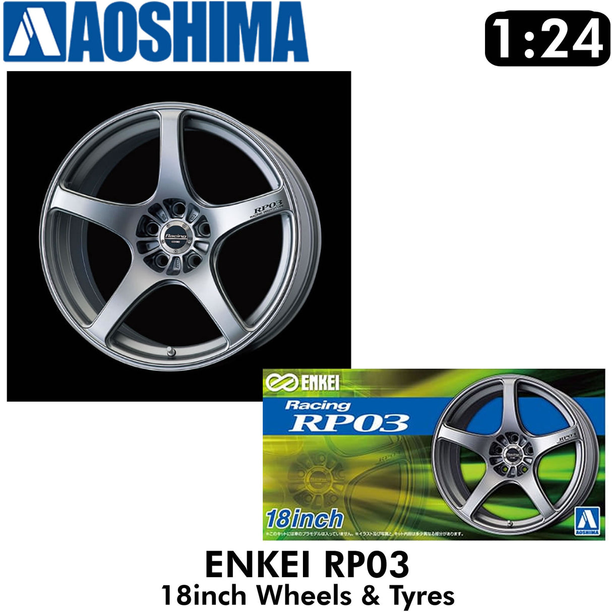 Wheels & Tyres ENKEI RP03 18inch Set of 4 Tuned Parts Aoshima 06944