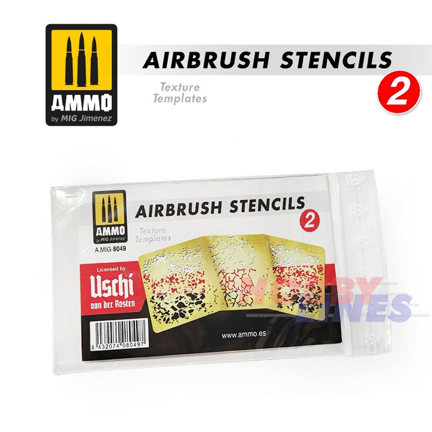 ?AIRBRUSH STENCILS photo etched x 3 6x6cmmottled effect AMMO Mig Jimenez Mig8035