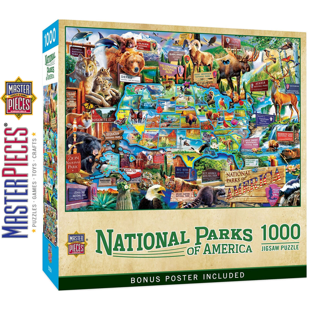 National Parks USA MAP 1000pc Masterpieces Jigsaw Puzzle