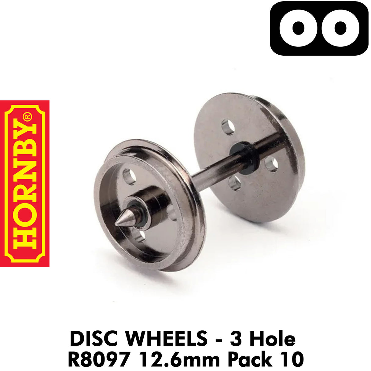 OO Gauge Disc Wheels & Axels 3 Hole 12.6mm - 10 Pack | Hornby | R8097